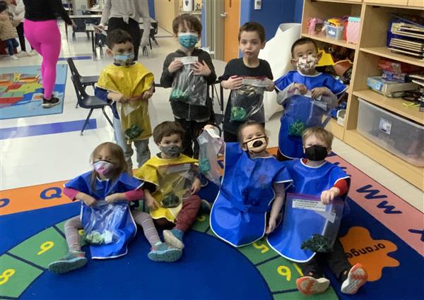 For St. Patrick's Day, the class made awesome custom tie-dye shirts to celebrate!